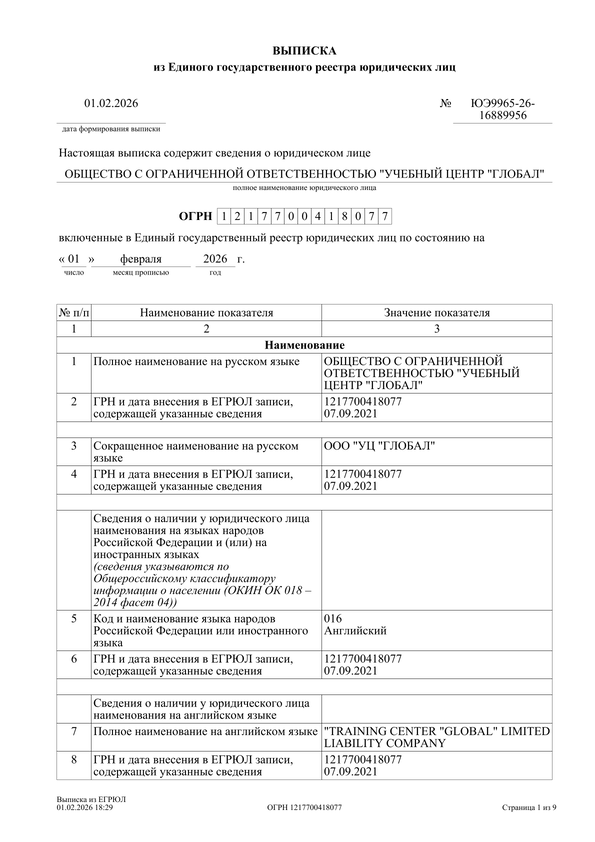 Выписка из лицензии